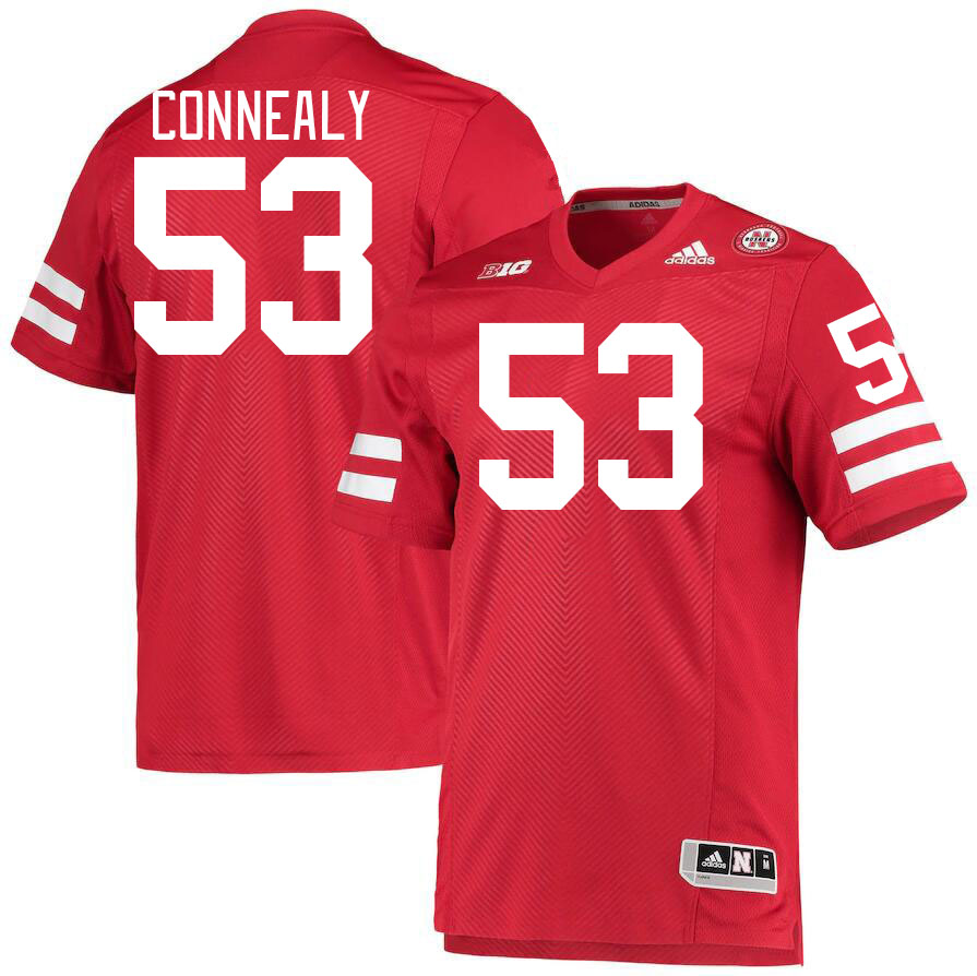 Men #53 Conor Connealy Nebraska Cornhuskers College Football Jerseys Stitched Sale-Red - Click Image to Close